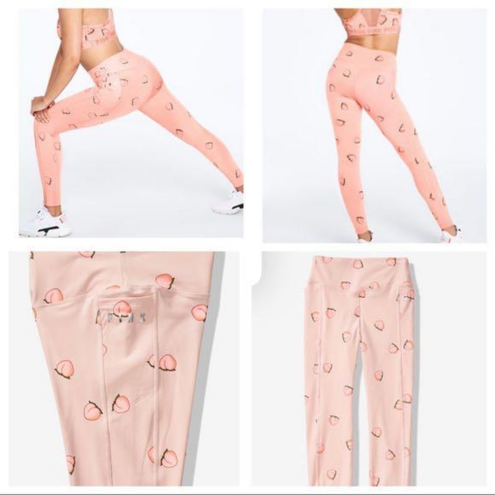 VS VICTORIAS SECRET PINK ULTIMATE HIGH WAIST LEGGING PANT PEACHES Size L
